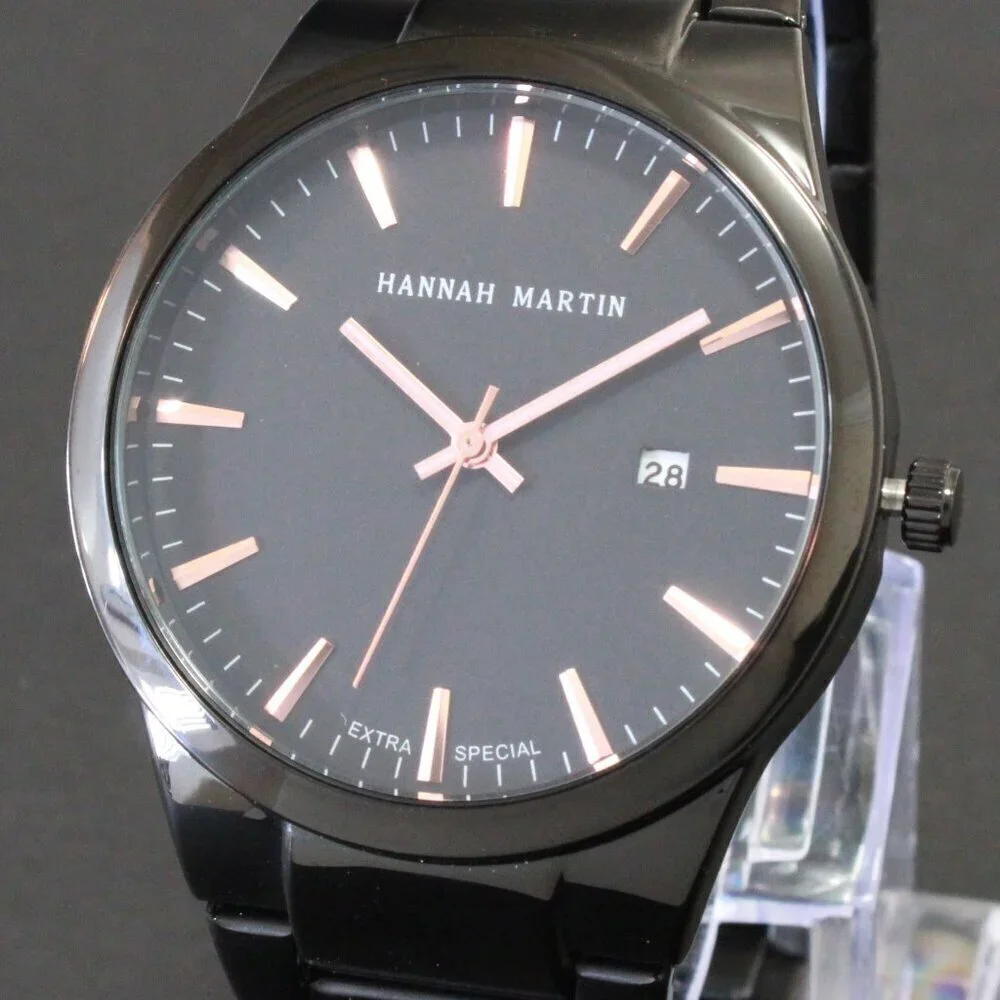 Men's Sports Watch Raised Indices Integrated Bracelet Black Quartz 40mm
